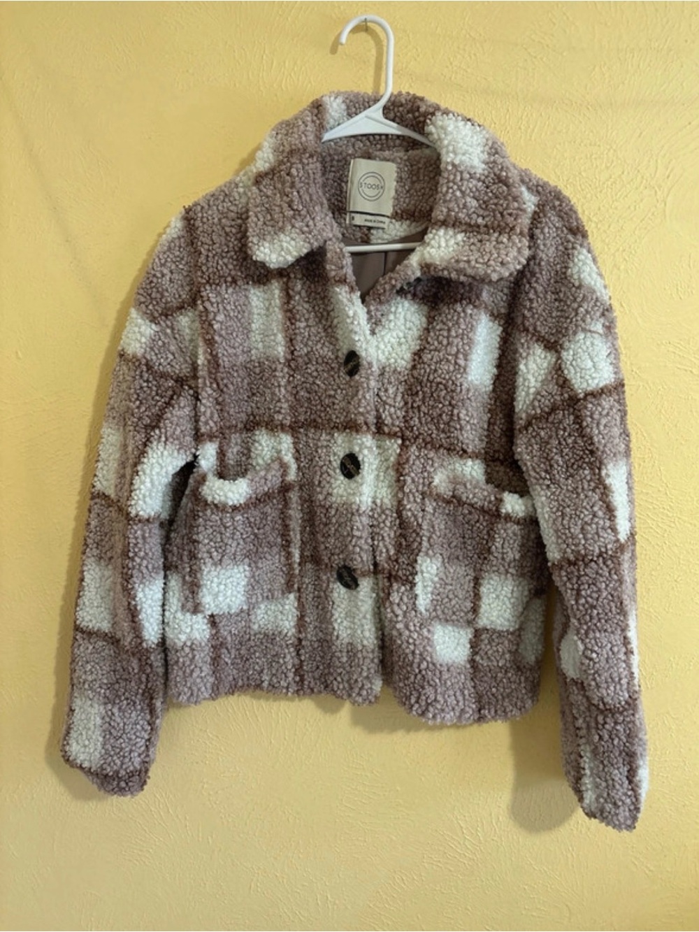 Stoosh plum Polyester Sherpa Fleece Plaid Jacket Women's Size small
